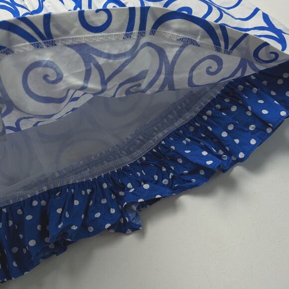 Jayne Copeland Dress Girls Size 6 Blue Swirl Polka Dot Sundress - Picture 3 of 6